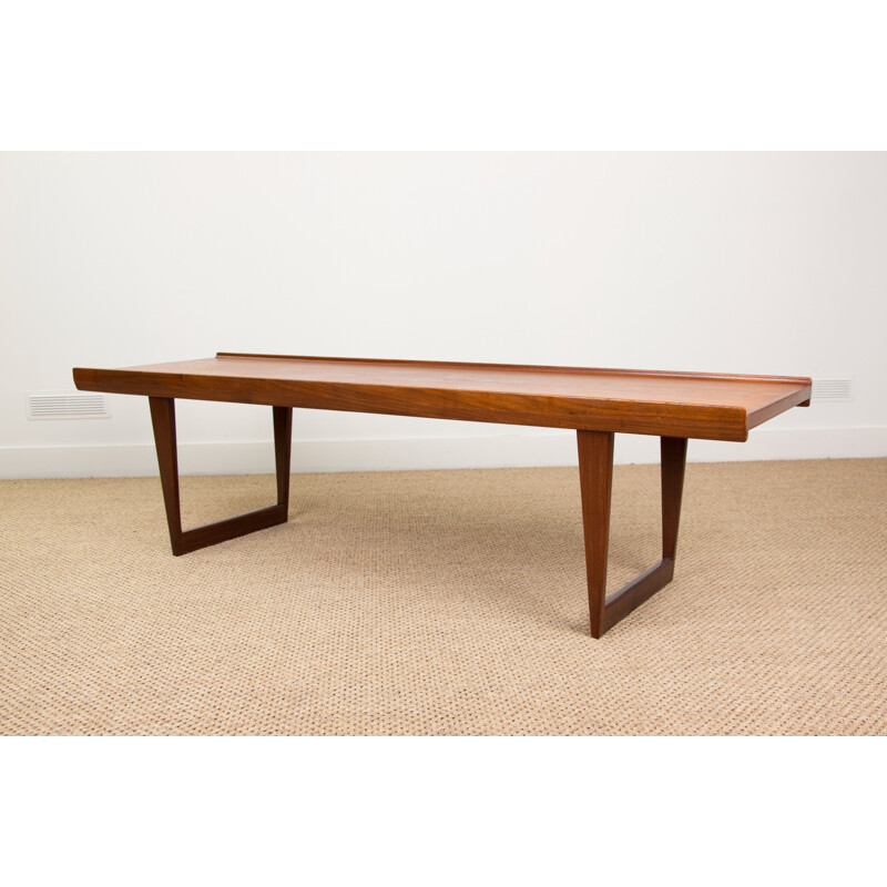 Grande Table basse vintage en Teck par Peter Lovig Nielsen Danoise 1960