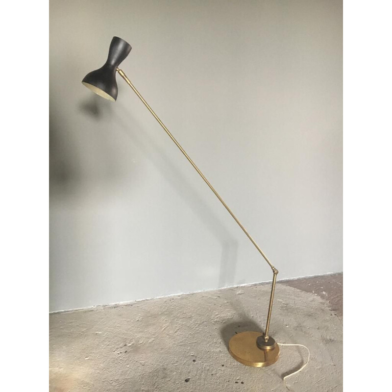 Lámpara de pie vintage de latón Stilnovo años 50