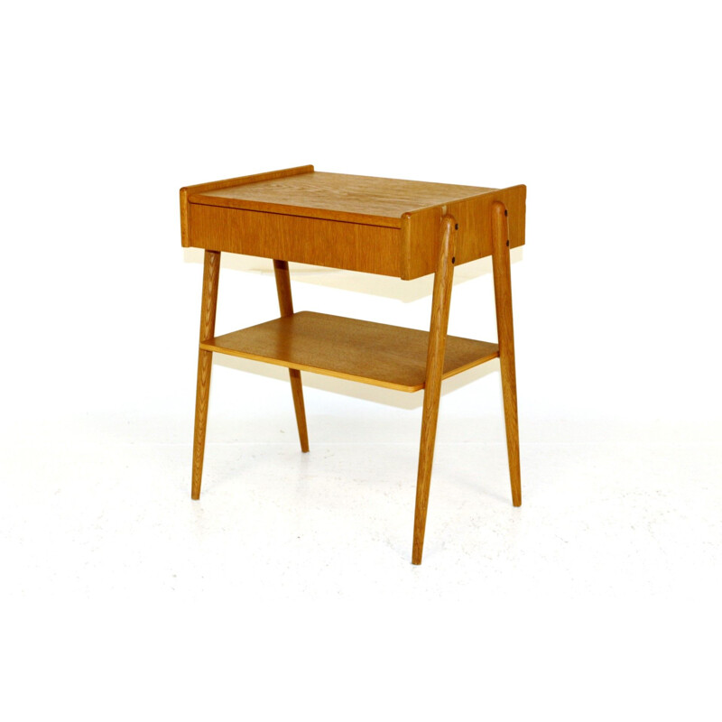 Mesa de cabeceira de carvalho Vintage Suécia 1960