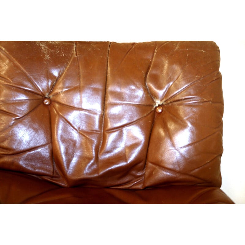 Set of 4 vintage leather armchairs Siesta Ingmar Relling Norway 1960s