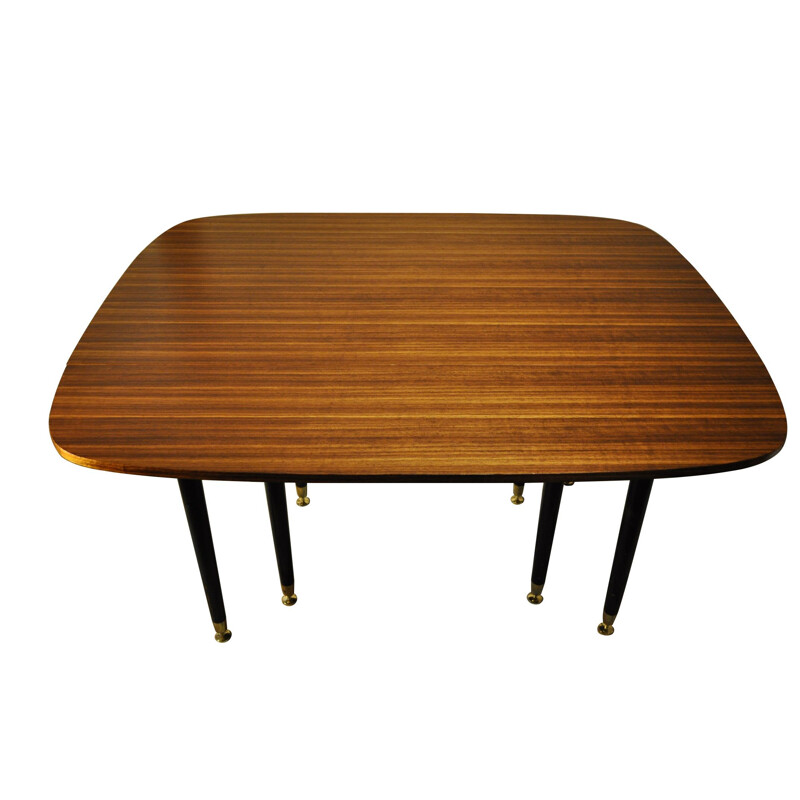 Vintage Drop Leaf Dining Table with eight legs 1960s