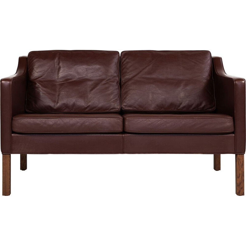 Midcentury 2-seater sofa in leather by Børge Mogensen for Fredericia Danish 1960s