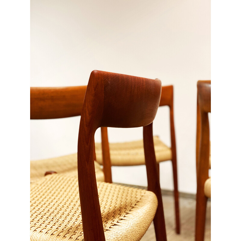 Set of 6 vintage Teak Dining Chair by Niels Otto Moller for J.L. Mollers Danish 1960s