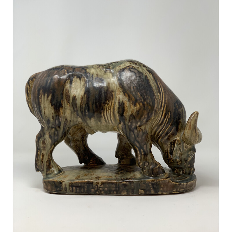 Mucca in ceramica vintage di Knud Kyhn, 1950