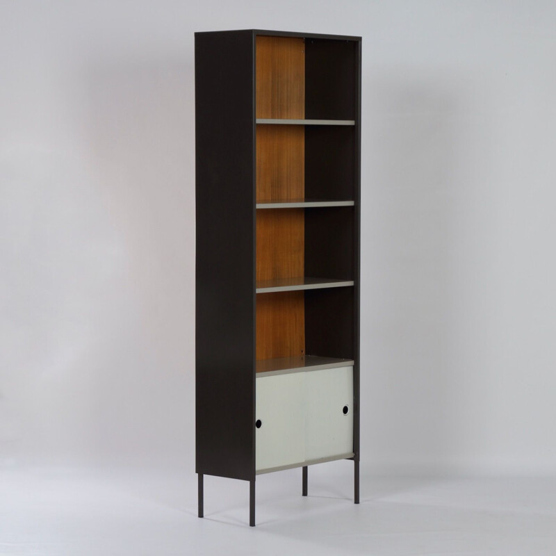 Vintage Bücherregal aus Metall und Holz von Tjerk Reijenga für Pilastro Arredamento, 1960