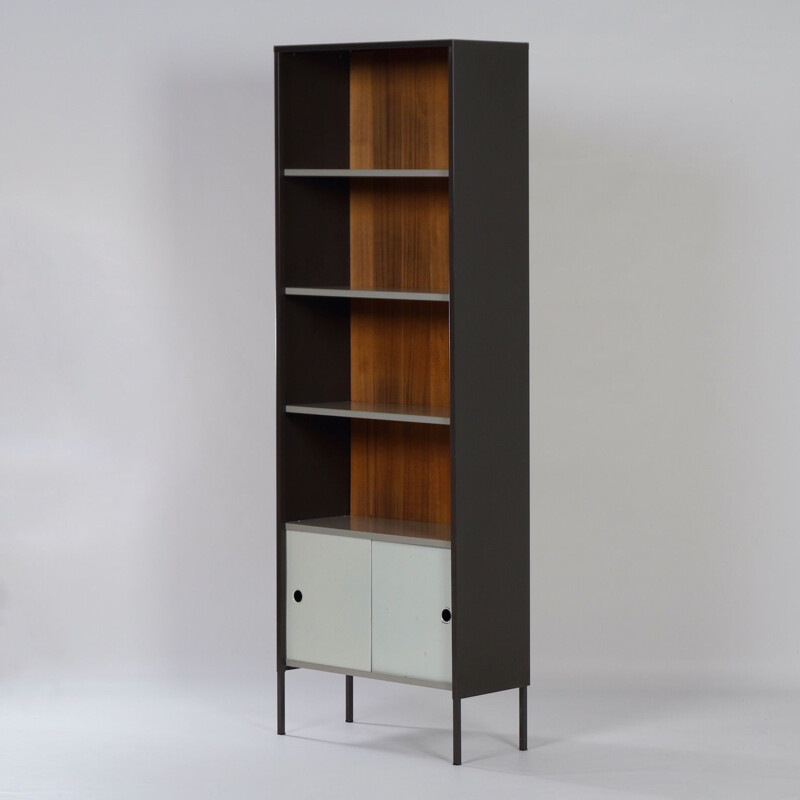 Vintage Bücherregal aus Metall und Holz von Tjerk Reijenga für Pilastro Arredamento, 1960
