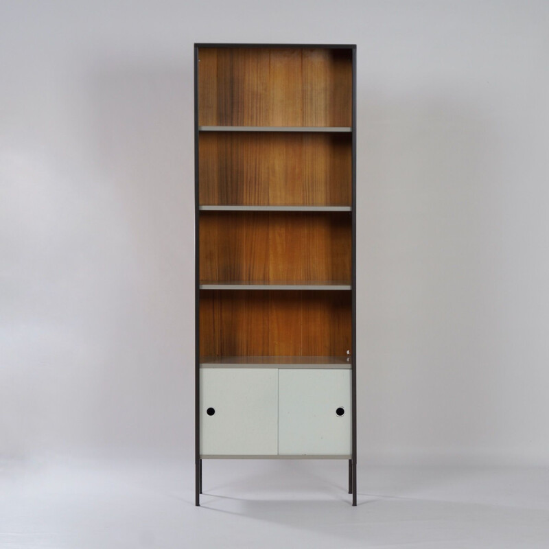 Vintage boekenkast van metaal en hout door Tjerk Reijenga voor Pilastro Arredamento, 1960