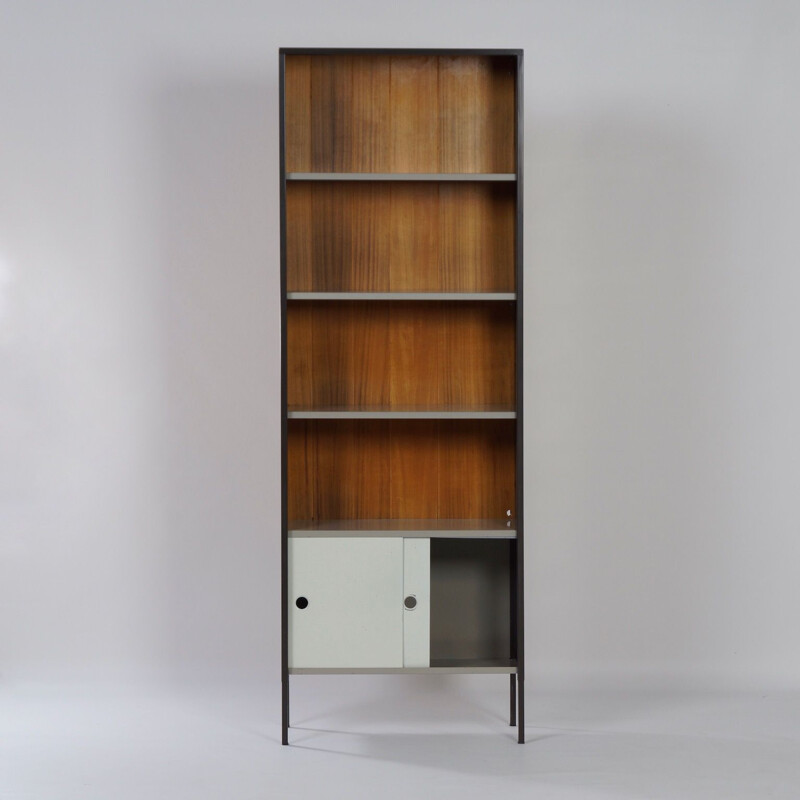 Vintage metal and wood bookcase by Tjerk Reijenga for Pilastro Arredamento, 1960