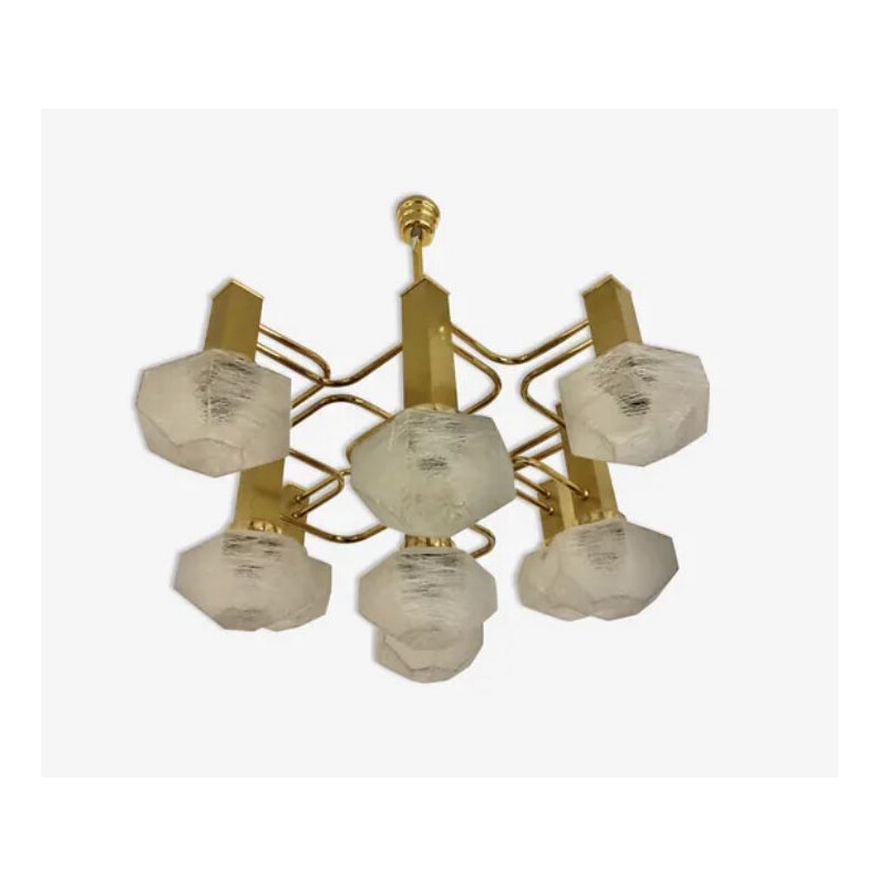 Vintage golden structure chandelier from Sciolari 1970