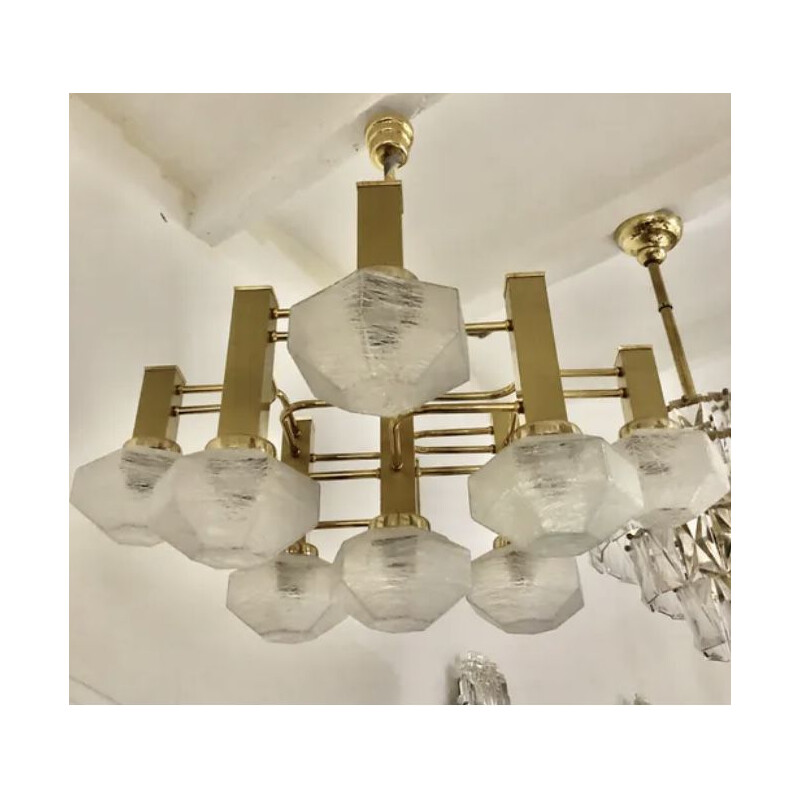 Vintage golden structure chandelier from Sciolari 1970