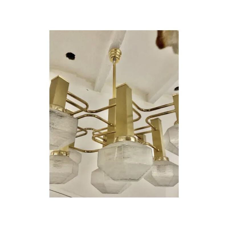 Vintage golden structure chandelier from Sciolari 1970