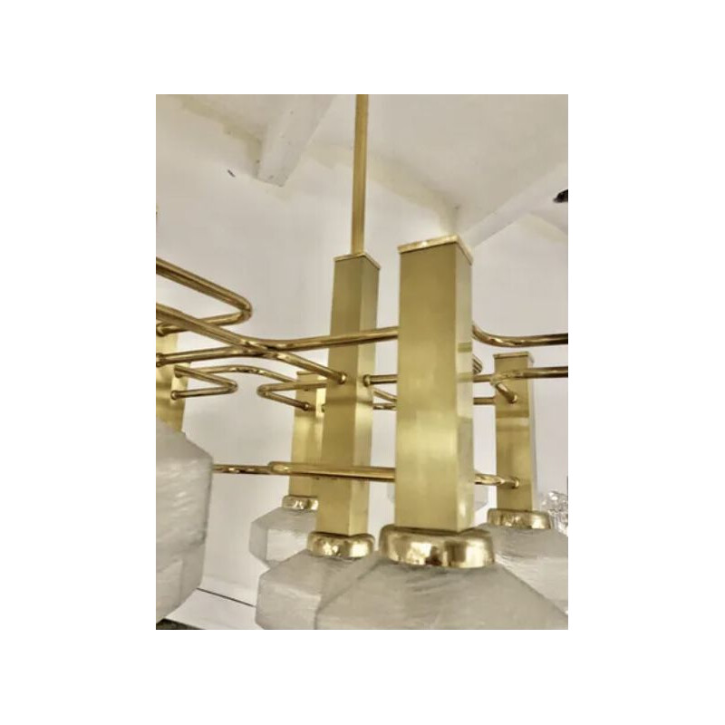 Vintage golden structure chandelier from Sciolari 1970