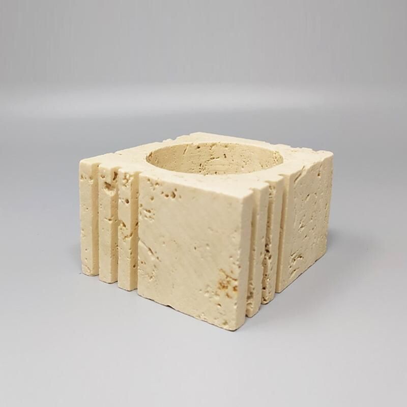 Vintage Smoking Set in Travertine by Enzo Mari for F.lli Mannelli 1970s 