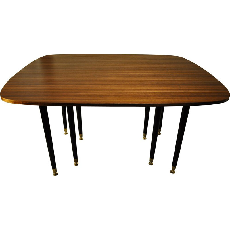 Vintage Drop Leaf Dining Table with eight legs 1960s