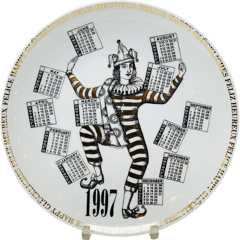 Vintage Piero Fornasetti Calendar Porcelain Plate for the Year 1997s