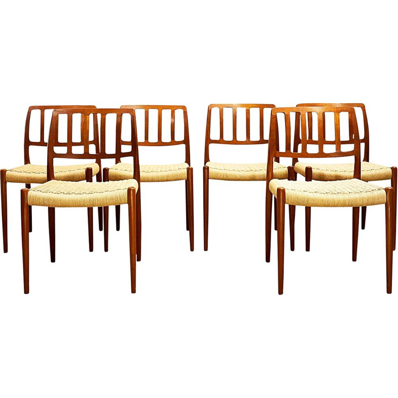 Lot de 6 chaises vintage en teck par Niels Otto Moller pour J.L. Mollers Danoise 1960