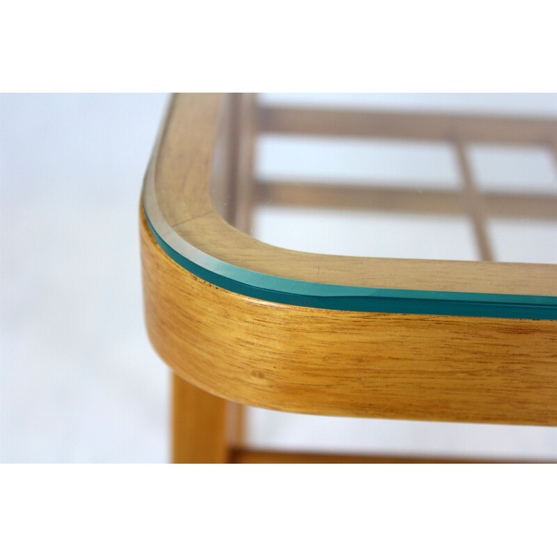 Vintage Wooden Coffee Table with Glass Top by František Jirák, 1960s