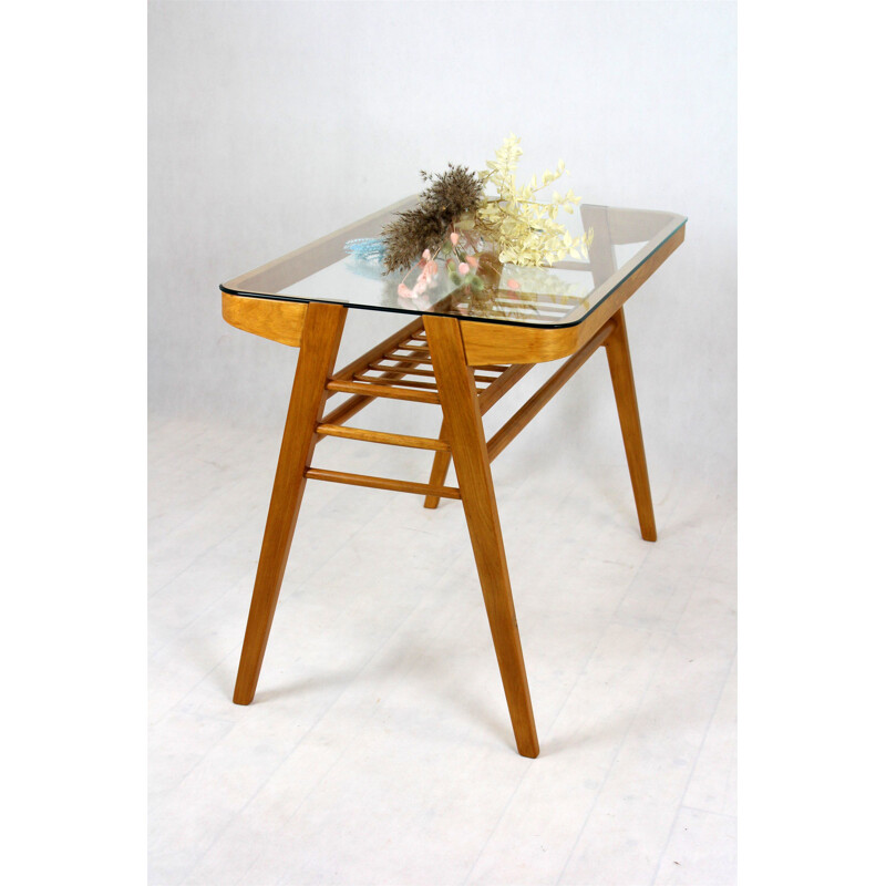 Vintage Wooden Coffee Table with Glass Top by František Jirák, 1960s