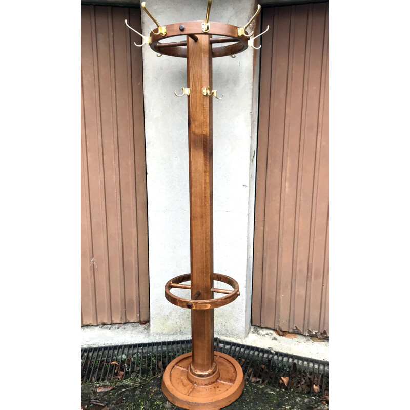 Large Vintage coat rack on art deco 1940 stand 