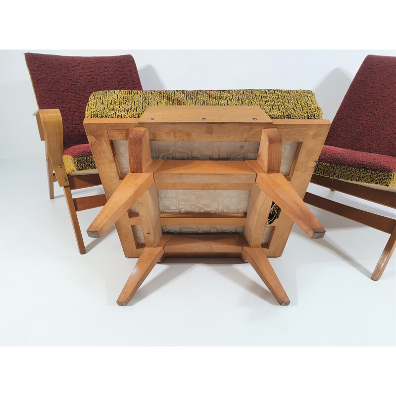 Vintage-Sessel und Hocker von František Jirák für Tatra Furniture, 1960