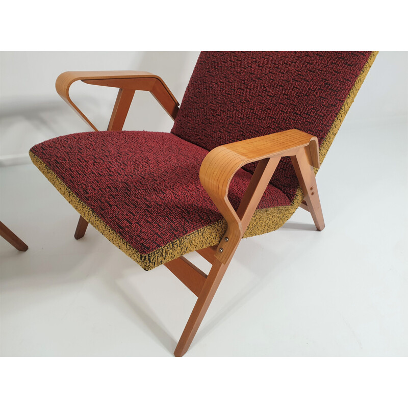 Vintage-Sessel und Hocker von František Jirák für Tatra Furniture, 1960