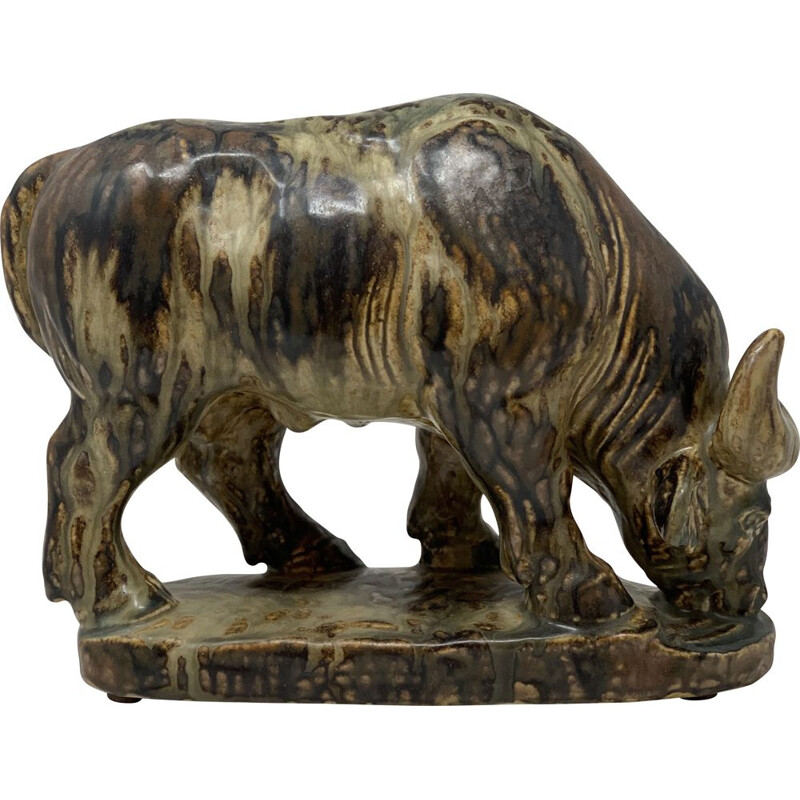 Mucca in ceramica vintage di Knud Kyhn, 1950