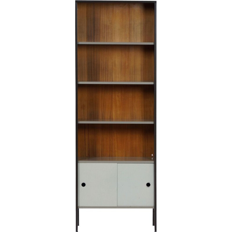 Vintage boekenkast van metaal en hout door Tjerk Reijenga voor Pilastro Arredamento, 1960
