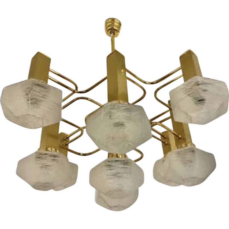 Vintage golden structure chandelier from Sciolari 1970