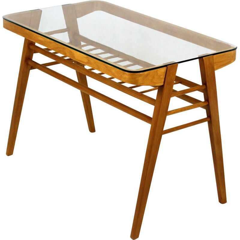 Vintage Wooden Coffee Table with Glass Top by František Jirák, 1960s