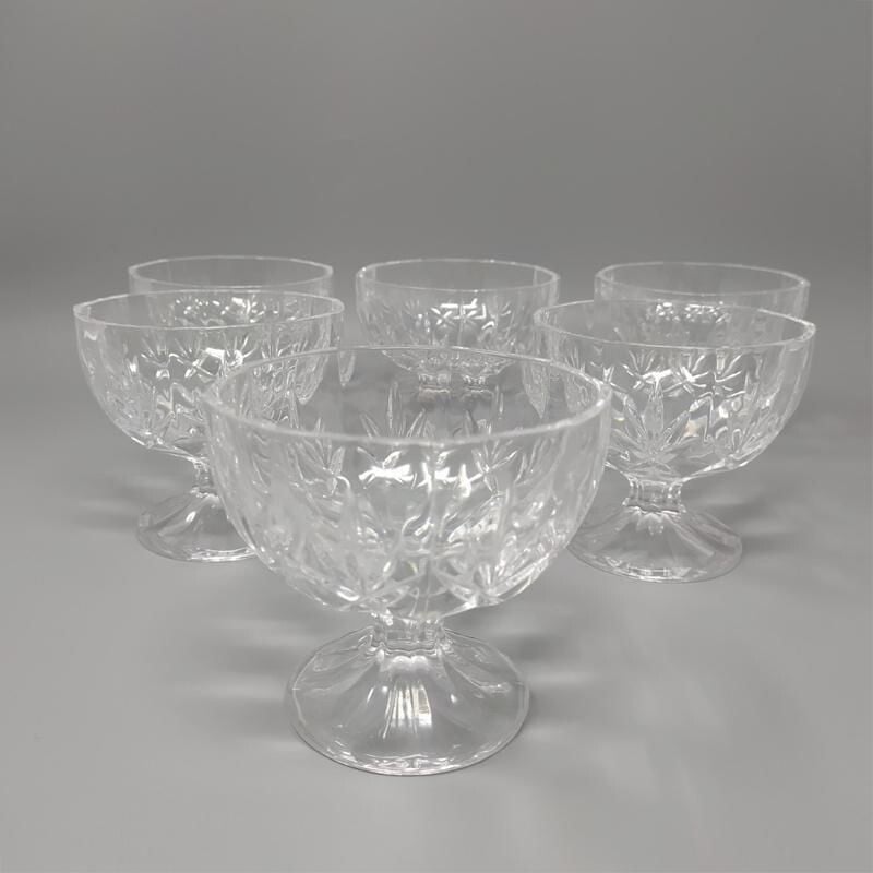 Vintage decanter with 6 crystal glasses, Italy1960