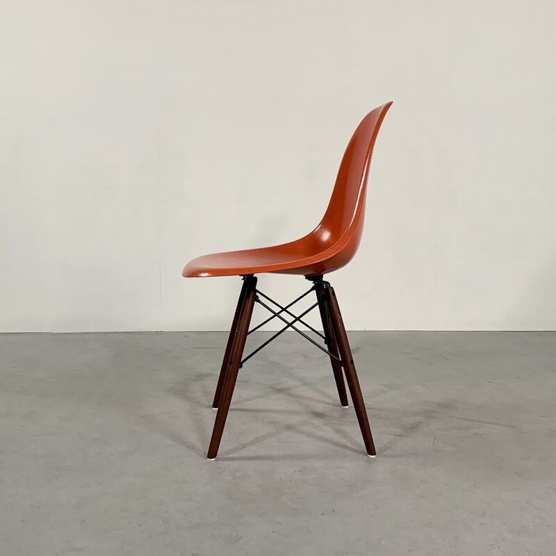 Vintage Coral DSW Dining Chair by Charles & Ray Eames for Herman Miller, 1970s