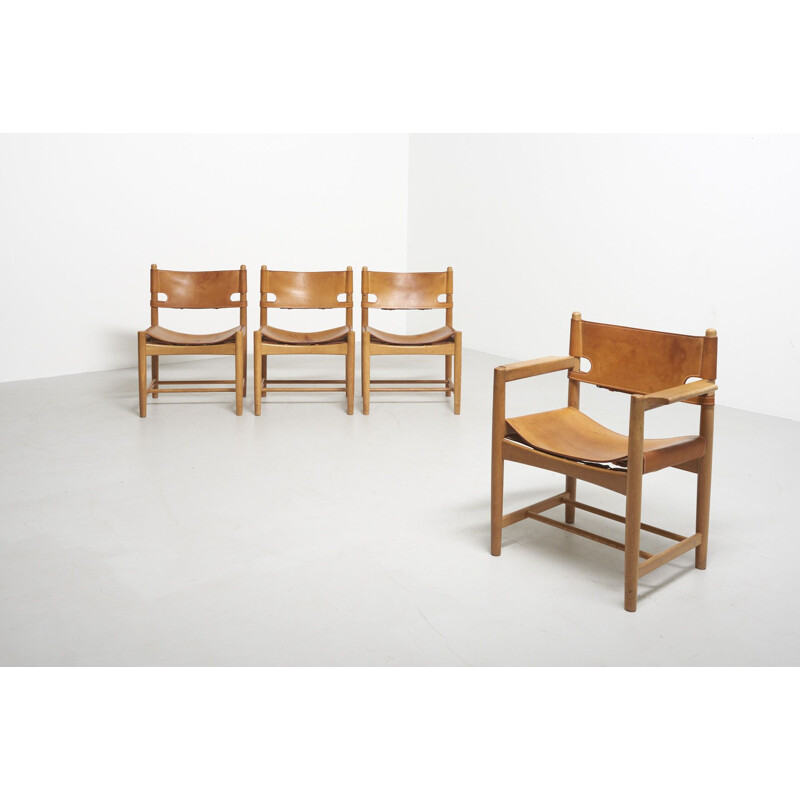 Ensemble de 4 chaises "Hunting" vintage par Børge Mogensen pour Fredericia Stølefabrik, Danemark, 1951