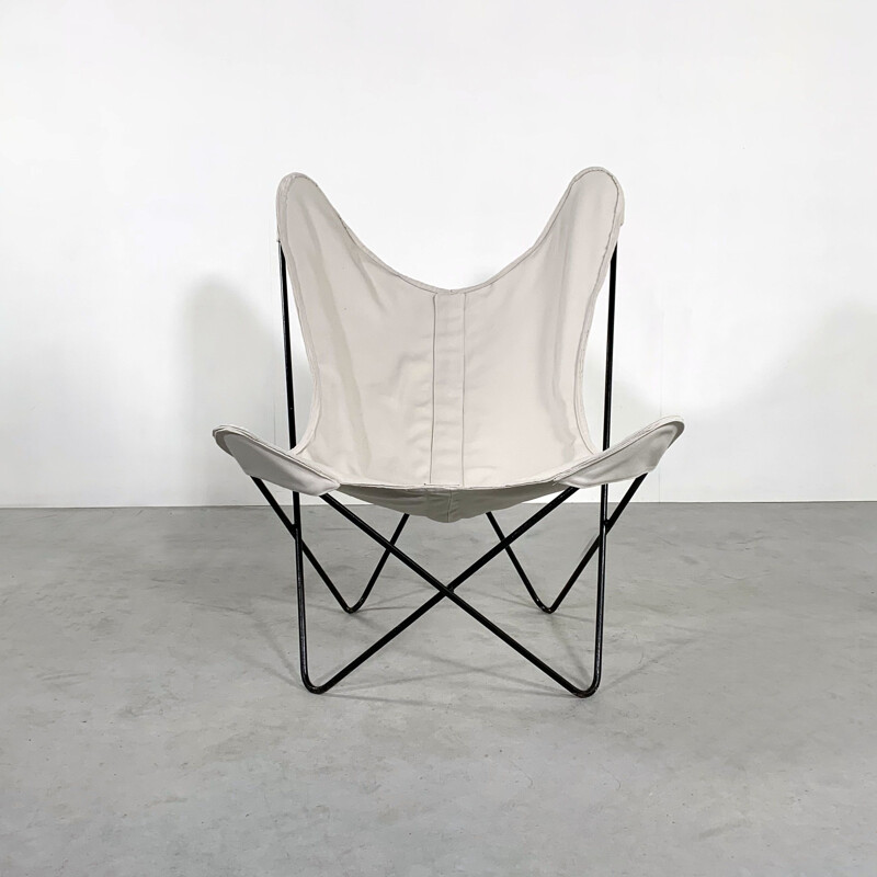 Vintage White Butterfly lounge chair by Jorge Ferrari Hardoy for Knoll, 1970s