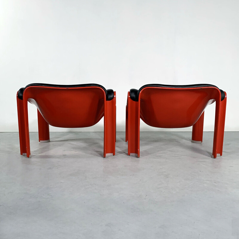 Pair of vintage F300 Lounge Chairs in Leather by Pierre Paulin for Artifort, 1960s