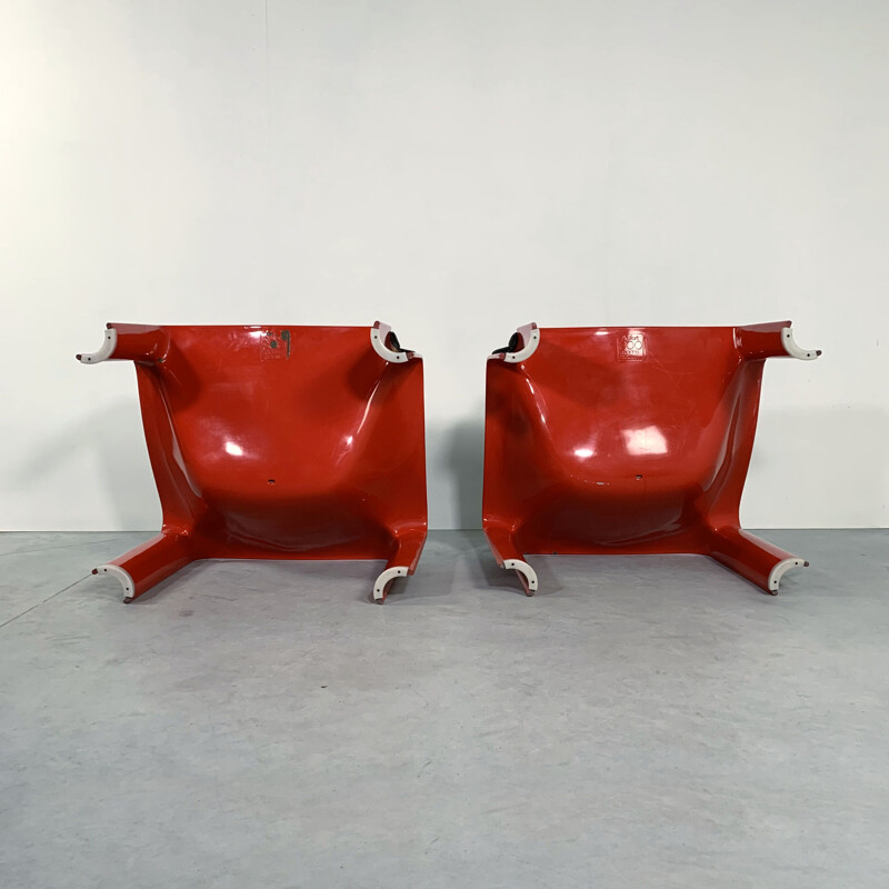Pair of vintage F300 Lounge Chairs in Leather by Pierre Paulin for Artifort, 1960s