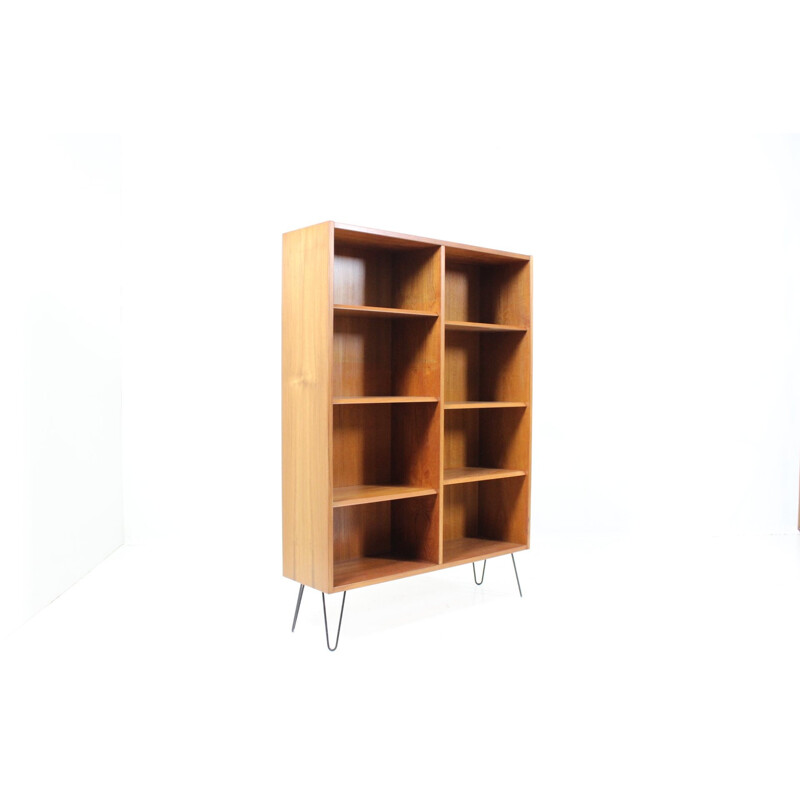 Capacious bookcase in teak and metal - 1960s