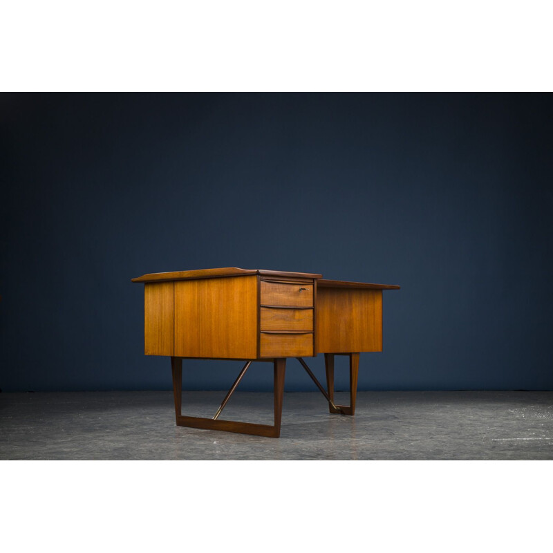 Vintage Scandinavian Boomerang teak desk by Peter Løvig Nielsen, Danish 1950s