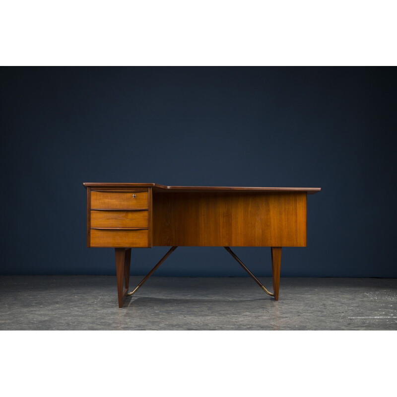 Vintage Scandinavian Boomerang teak desk by Peter Løvig Nielsen, Danish 1950s