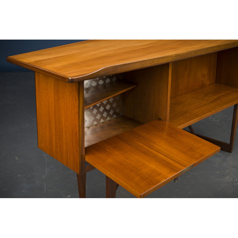 Vintage Scandinavian Boomerang teak desk by Peter Løvig Nielsen, Danish 1950s