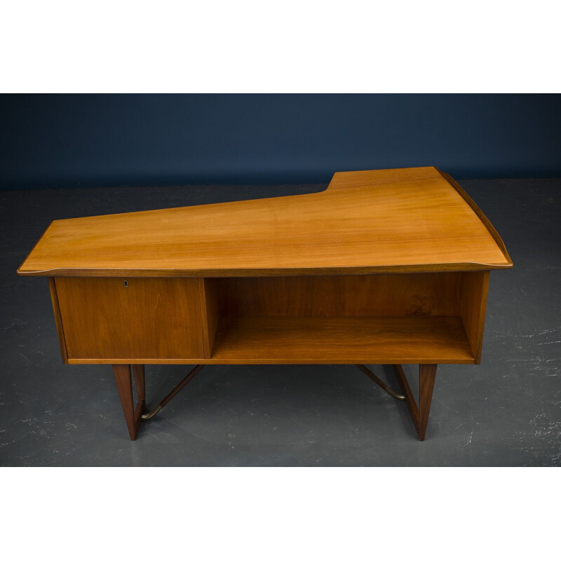 Vintage Scandinavian Boomerang teak desk by Peter Løvig Nielsen, Danish 1950s