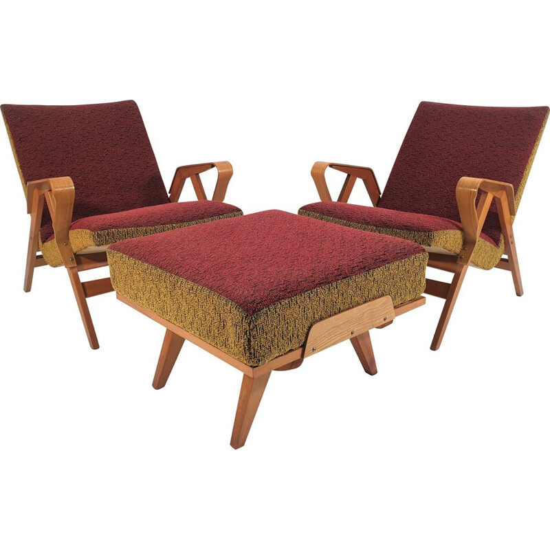 Vintage-Sessel und Hocker von František Jirák für Tatra Furniture, 1960