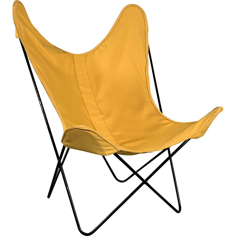 Vintage Yellow Butterfly lounge chair by Jorge Ferrari Hardoy for Knoll, 1970s