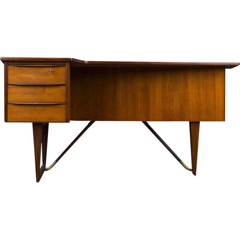 Vintage Scandinavian Boomerang teak desk by Peter Løvig Nielsen, Danish 1950s