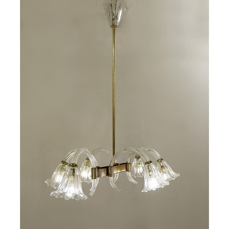  Lampe vintage à 6 bras Ercole Barovier Murano 1930