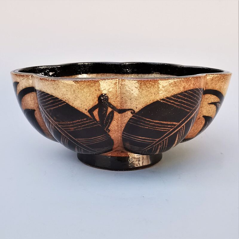Vase vintage  de la série  'Jungle' en céramique Danemark 1930
