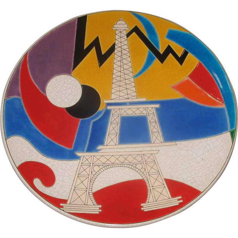 Vintage dish longwy Eiffel Tower by Curetti Danillo 1980s