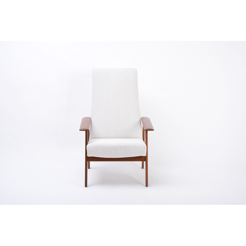 Fauteuil lounge vintage en teck par Topform Néerlandaise 1970