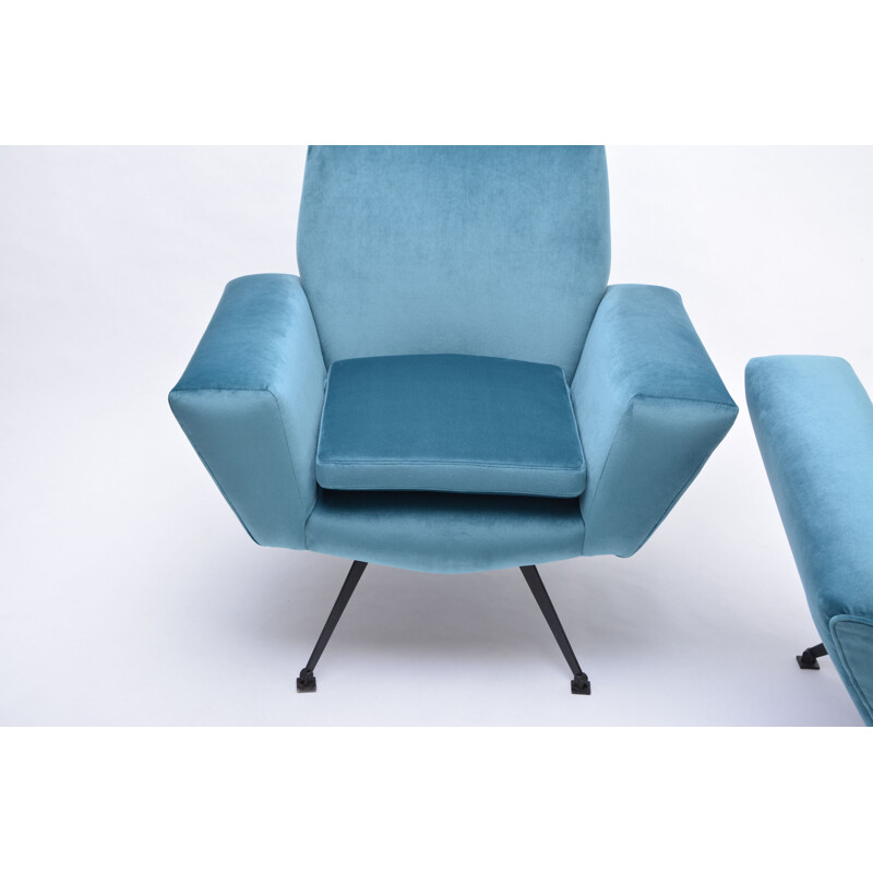 Paar vintage lounge stoelen van Lenzi Italië 1950