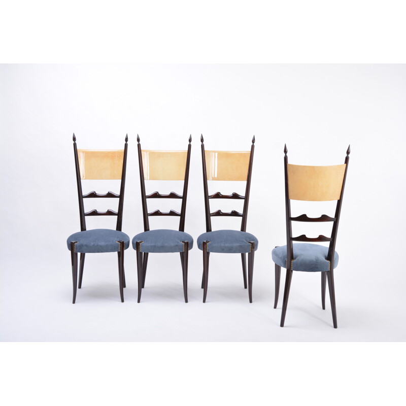 Set aus 4 Vintage-Stühlen mit hoher Rückenlehne Aldo Tura