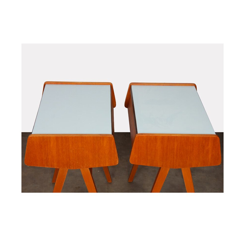 Paire de tables de nuit vintage bois et formica, 1970